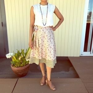 Kariza midi wrap skirt/ dress layered- one size